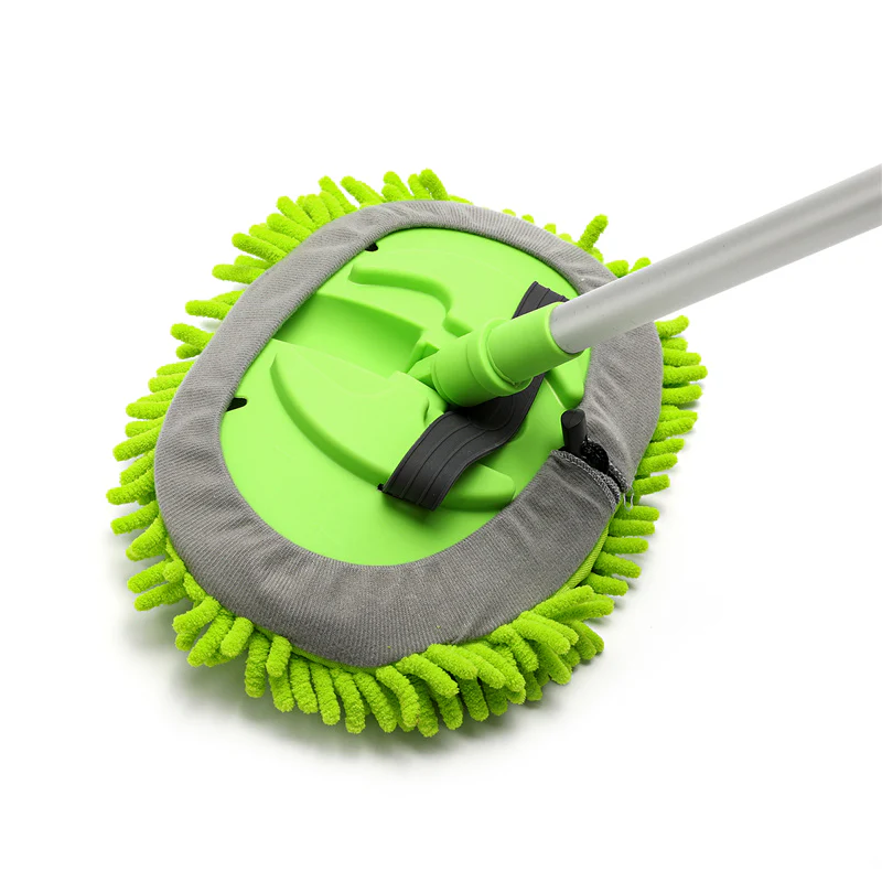 3-in-1 Chenille Wash Mop & Window Cleaner w. Removable Car Wash Mitt (3.75 ft.) - KaJay Automotive