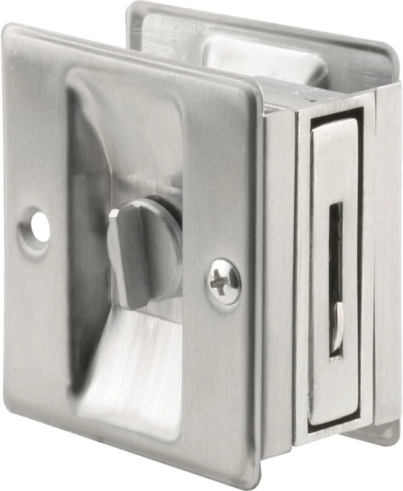 Prime-Line Products N 7161 Pocket Door Privacy Lock with Pull, Satin Chrome - KaJay Automotive