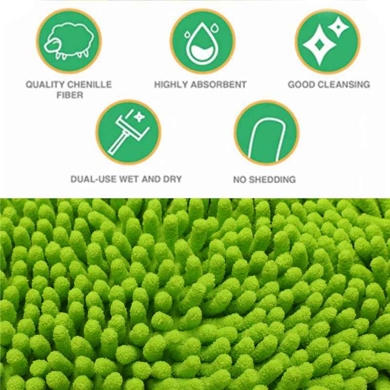 3-in-1 Chenille Wash Mop & Window Cleaner w. Removable Car Wash Mitt (3.75 ft.) - KaJay Automotive